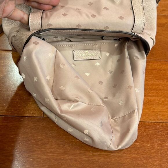 Kate Spade Leila Medium 2 Tones Pebbled Leather Backpack Drawstring Flap Closure - Picture 8 of 13